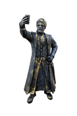 Fototapeta premium On the streets in Amasya, Turkey in public places. Bronze sculptures and statues, decoration of urban architecture.