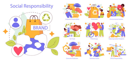 Naklejka premium Social Responsibility. Flat Vector Illustration