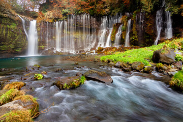Shiraito waterfall scenery in autumn, Fujinomiya, Japan