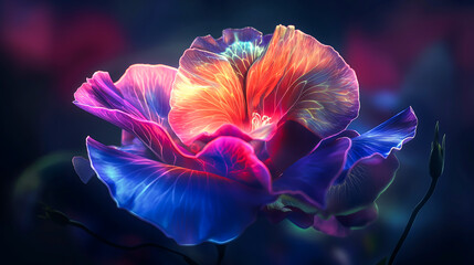 The shape of a lisianthus bloom, Galactic colors, Radiant, radiating, Neon colors light, Beautiful flower
