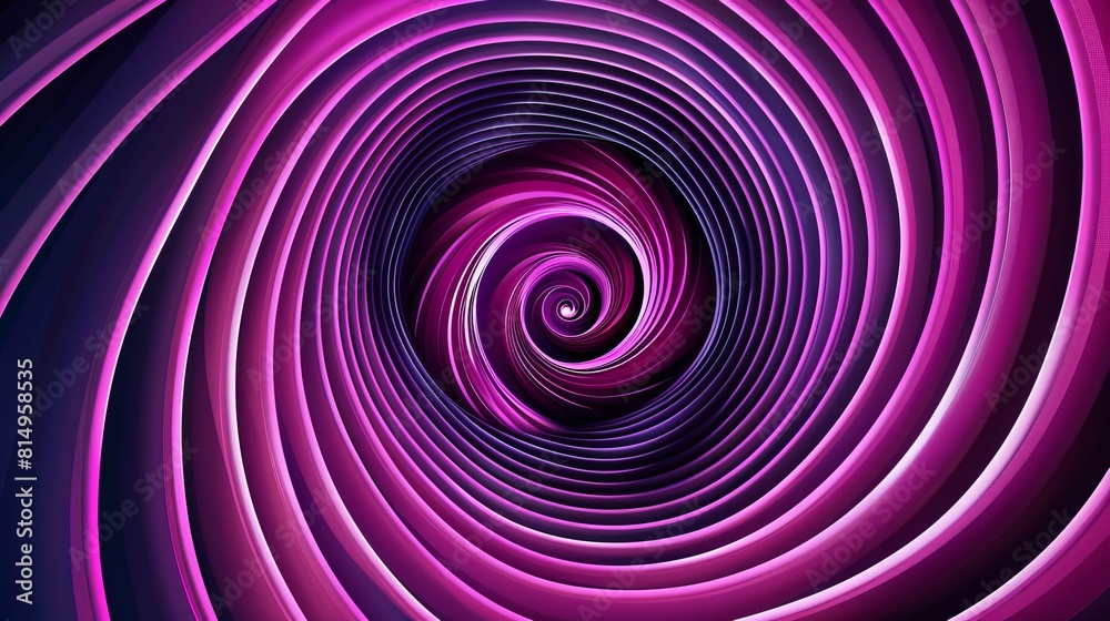 Wall mural this graphic design features an abstract illusion of a spiral, composed of pink and violet neon line