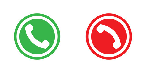 Phone call icon vector. Phone call accept and decline icons.  Green, red phone icon design for logo, app, website. Vector illustration.