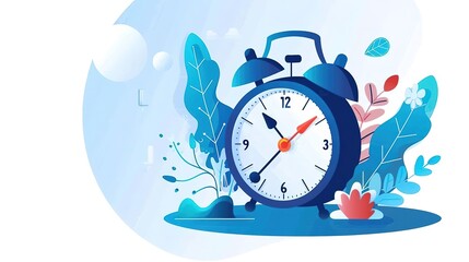Create a modern and minimalist illustration of an alarm clock