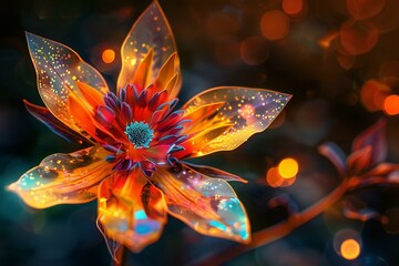 A bright flower in dark and orange colors, high quality, high resolution