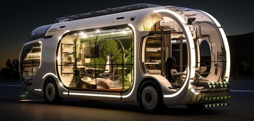 Obraz premium A biofuel powered mobile emergency response unit for disaster relief and sustainable rebuilding