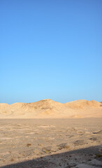 Egypt desert landscape with a blue sky.