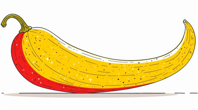 Illustration of a whimsical banana-shaped pumpkin with vibrant colors on a transparent background.