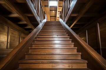 Modern. Elegant. And symmetrical wooden staircase interior design in a luxurious and contemporary...