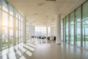 blurred for background. office building interior, empty hall in the modern office building. empty...