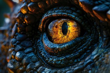 Close up image of the yellow eye in a dinosaur, high quality, high resolution