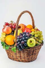 Various fresh vegetables and fruits in basket