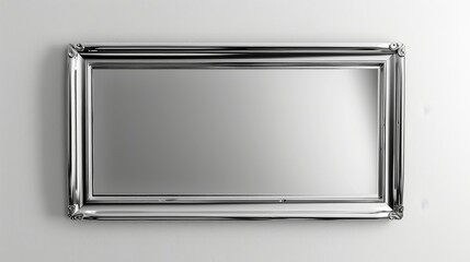 Classic silver mirror frame featuring intricate details, displayed on a plain white wall for a clean, minimalist look.