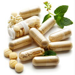 large capsule  contains health-boosting foods necessary for maintaining the body
