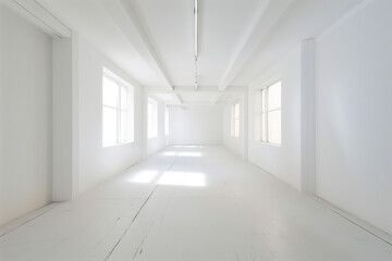 Fototapeta premium Bright, empty exhibition space, mockup canvas