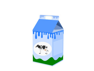 Milk carton on white background.