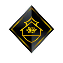 Obraz premium HOME SWEET HOME LOGO IN GOLDEN AND BLACK,golden logo,home sweet home logo, home sweet home frame