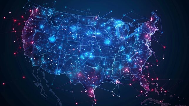 Digital network connectivity across usa map
