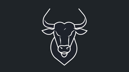 bull line toro art outline monoline linear logo vector icon