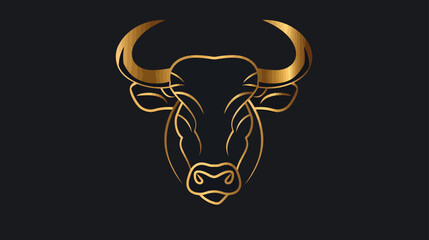 bull line toro art outline monoline linear logo vector icon