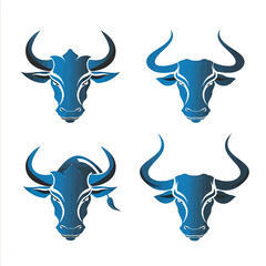 Bull set template vector logo on white background