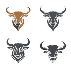 Bull set template vector logo on white background