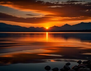 sunset over the lake