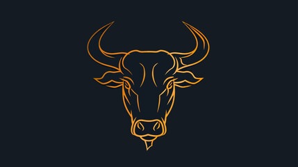 Fototapeta premium bull line toro art outline monoline linear logo vector icon