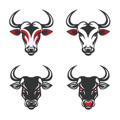 Bull set template vector logo on white background