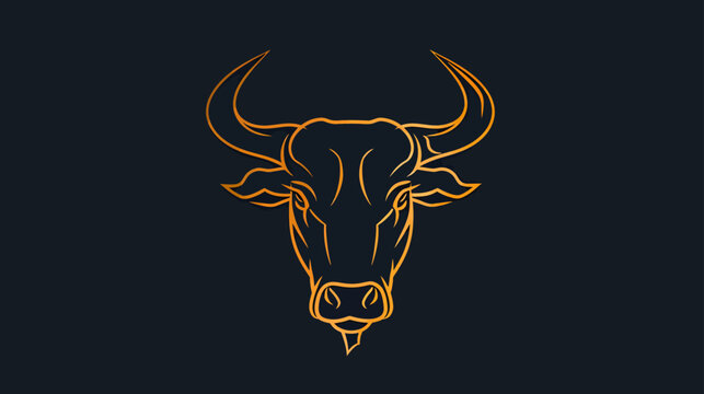 bull line toro art outline monoline linear logo vector icon