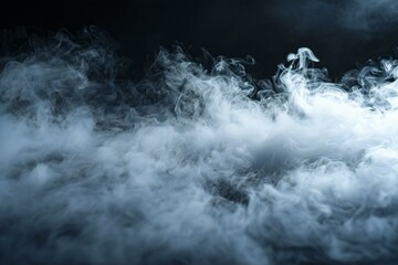 Depicting a  black background covered with white smoke, high quality, high resolution