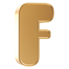 Gold 3D Font Letter F uppercase