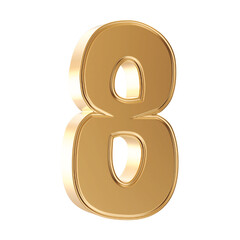 Gold 3D Number 8