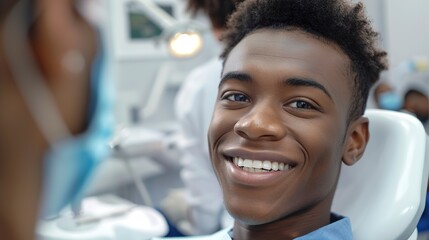 African American young man having a visit at the dentist