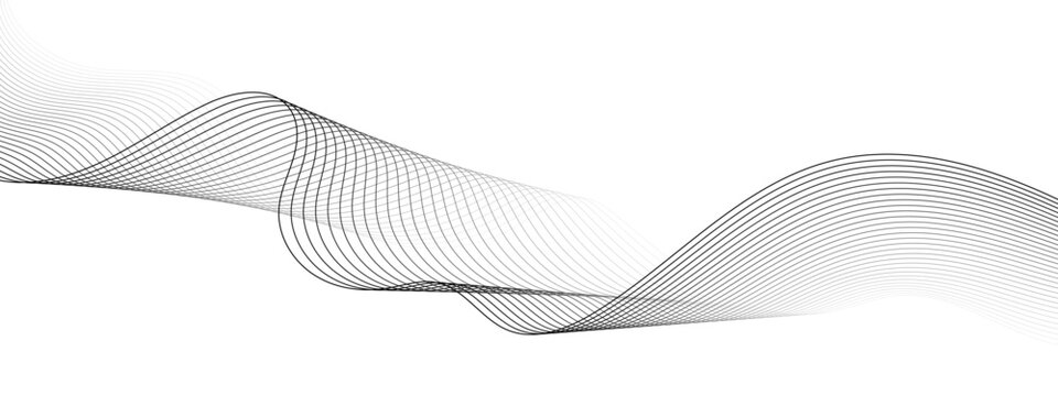 Technology and business wave lines on transparent background. Frequency sound wave, twisted curve lines with blend effect.