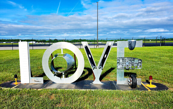 'LOVE' Sign at Manassas Regional Airport, Virginia, USA