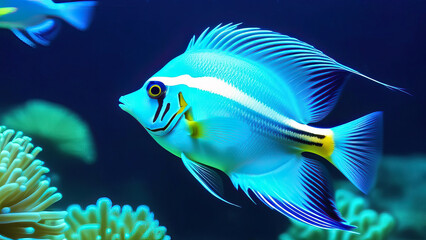 Beneath the Waves: Close-Up View of Fish Among Colorful Coral Reefs