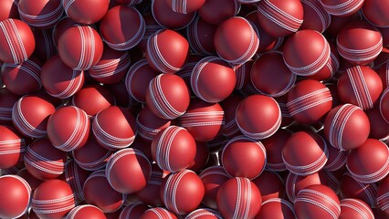 A pile of cricket balls

