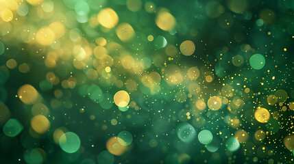 Vibrant Green and Gold Bokeh Background