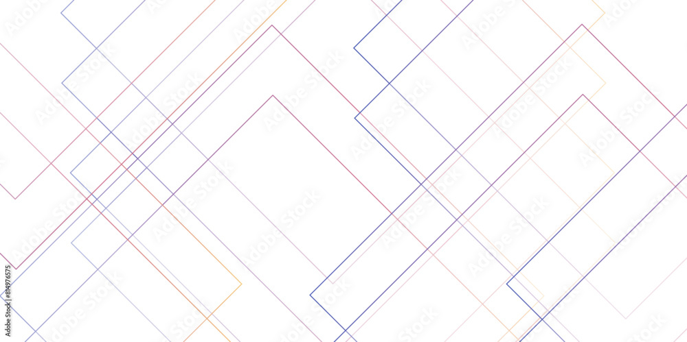 Poster Abstract minimal geometric white and gray light design background. Thin linear square diamond shape and rectangle. Futuristic modern technology background. 