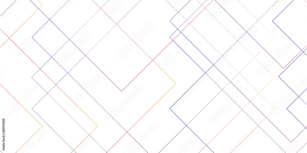 Leinwandbilder Abstract minimal geometric white and gray light design background. Thin linear square diamond shape and rectangle. Futuristic modern technology background. 