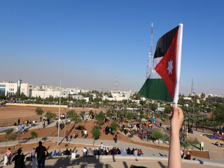 Amman, Jordan : Jordanian flag (Jordanian Independence Day celebrations)