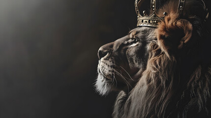 A lion with a crown on its head