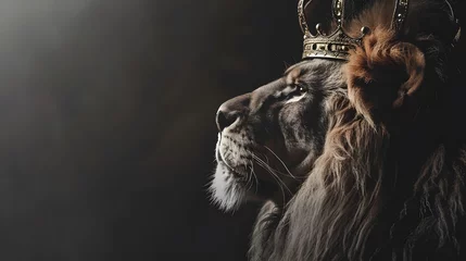A lion with a crown on its head