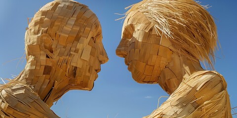 Wooden Embrace sculpture burned Burning Man Festival
