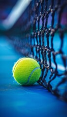 High precision freeze frame  tennis ball hitting net at summer olympics, showcasing sportsmanship