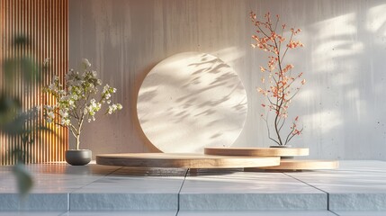 Wooden Table With Vase of Flowers