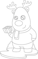 Reindeer Christmas Package Animal Vector Graphic Art Illustration