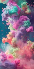 Colorful clouds of ink in water. Abstract background. 3d rendering