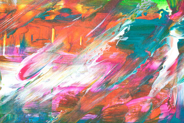 Thick Messy Abstract Vivid Paint Strokes and Brush Marks Multicolored art Style Background