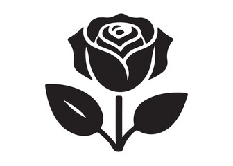 rose flowers silhouettes Vector set, set of decorative rose with leaves